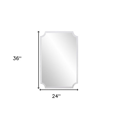 Miroir rectangulaire minimaliste avec bord biseauté et coins festonnés