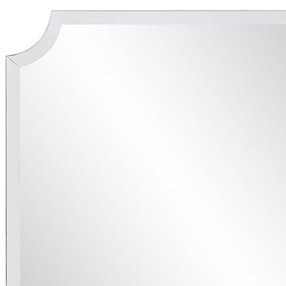 Miroir rectangulaire minimaliste avec bord biseauté et coins festonnés