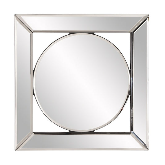 Miroir d'appoint rond de 12 po avec cadre en verre carré