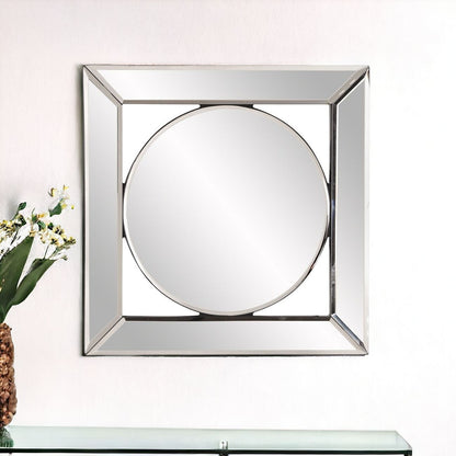 Miroir d'appoint rond de 12 po avec cadre en verre carré