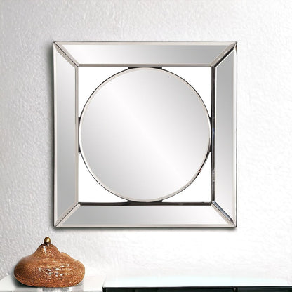 Miroir d'appoint rond de 12 po avec cadre en verre carré