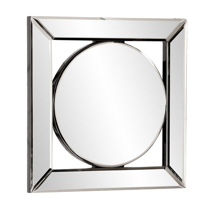 Miroir d'appoint rond de 12 po avec cadre en verre carré