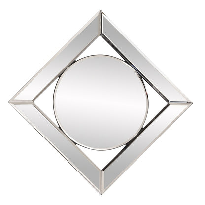 Miroir d'appoint rond de 12 po avec cadre en verre carré