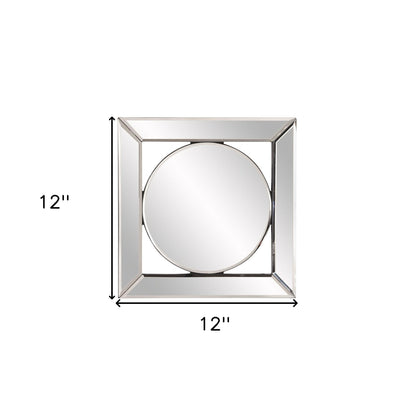 Miroir d'appoint rond de 12 po avec cadre en verre carré