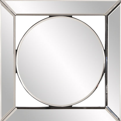 Miroir d'appoint rond de 12 po avec cadre en verre carré