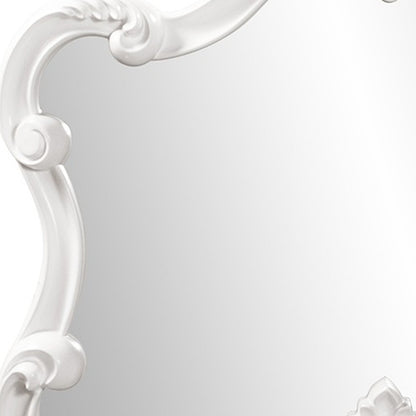 Miroir d'appoint baroque blanc encadré de 28 po