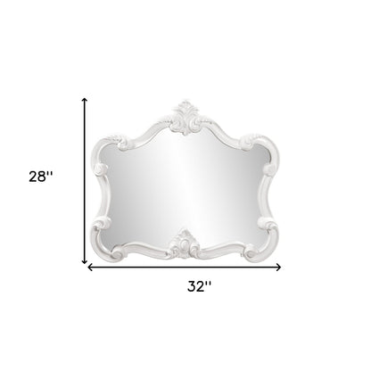 Miroir d'appoint baroque blanc encadré de 28 po