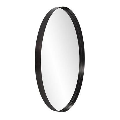 Miroir d'appoint rond noir avec cadre de 36 po