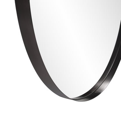 Miroir d'appoint rond noir avec cadre de 36 po