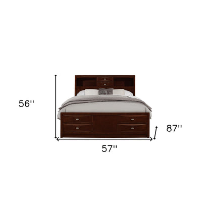 Solid Wood Full Espresso Eight Drawers Bed