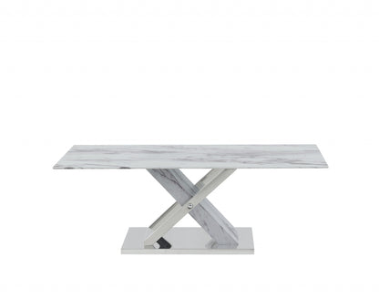 Table basse en verre et acier blanc et gris de 47 po