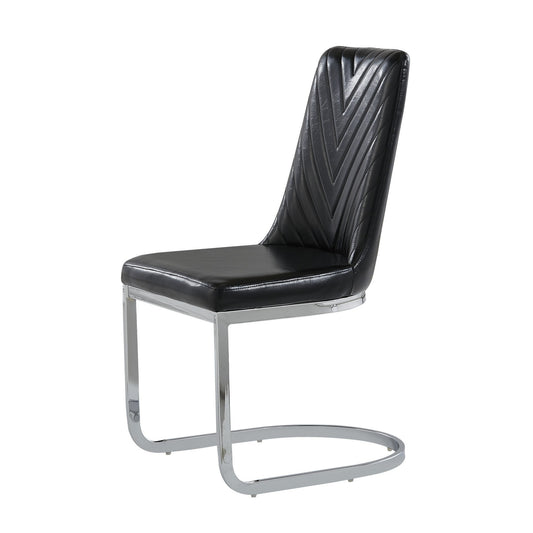 Lot de 2 chaises de salle à manger noires modernes avec base en métal de style fer à cheval