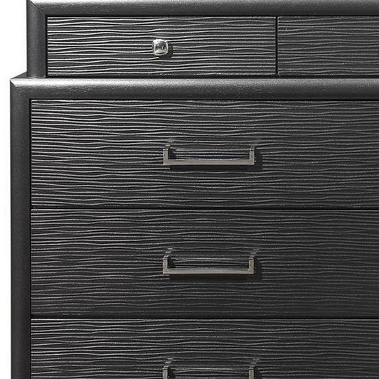 Commode double à neuf tiroirs en bois massif gris de 59 po