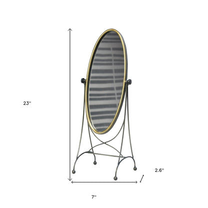 Miroir psyché sur pied avec cadre rond noir de 23 po