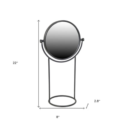 Miroir de table de rasage et de maquillage avec cadre rond noir de 22 po