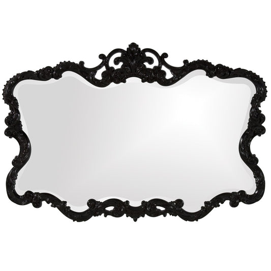 Miroir décoratif à cadre en volutes noir orné de 27 po