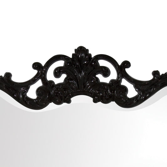 Miroir décoratif à cadre en volutes noir orné de 27 po