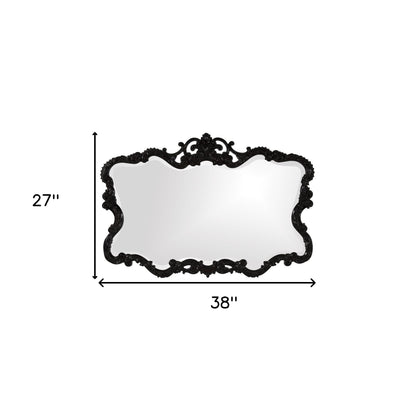 27" Black Ornate Scroll Framed Accent Mirror