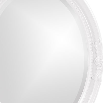 Oval Mirror In A Glossy White Wood Frame