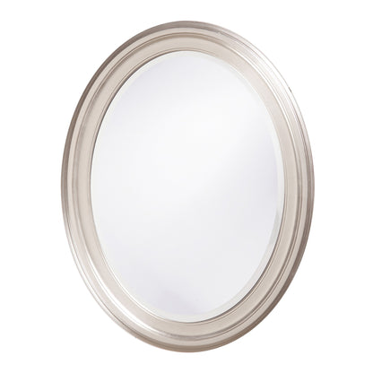 Miroir d'appoint ovale encadré argenté de 33 po