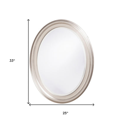 Miroir d'appoint ovale encadré argenté de 33 po