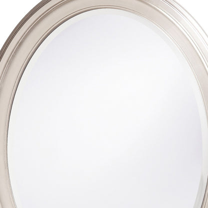 Miroir d'appoint ovale encadré argenté de 33 po