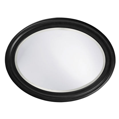 Miroir ovale avec cadre en bois noir