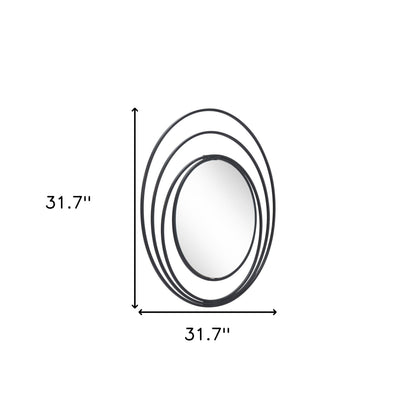 Miroir mural rond à cercles concentriques noirs de 32 po