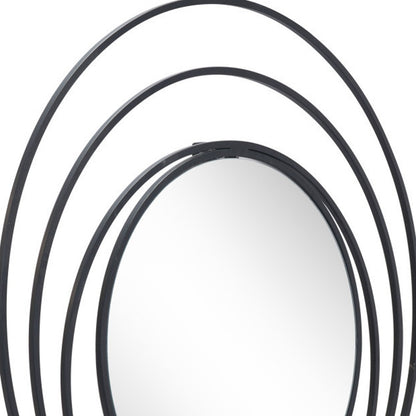 Miroir mural rond à cercles concentriques noirs de 32 po