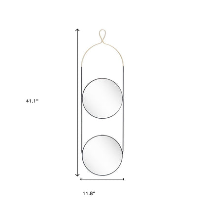 Miroir rond en acier doré et noir de 41 po