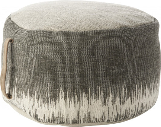 Pouf ottoman abstrait en coton anthracite de 20 po