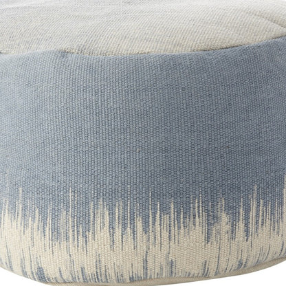 Pouf rond abstrait bleu et blanc de 20 po