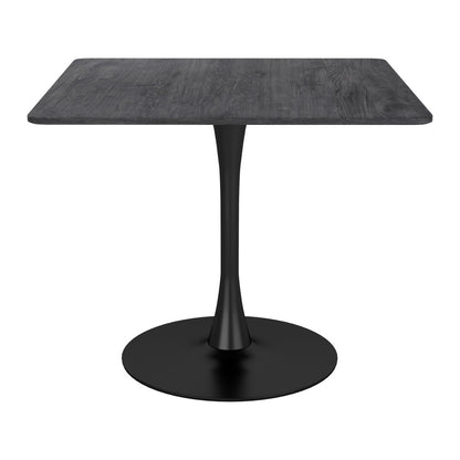 35" Black Square Steel Pedestal Base Dining Table