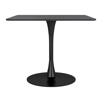 35" Black Square Steel Pedestal Base Dining Table