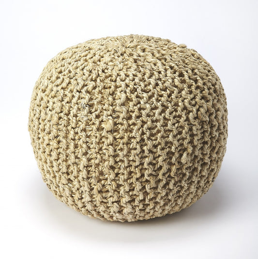 Pouf rond en jute naturel de 19 po