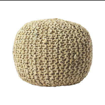 Pouf rond en jute naturel de 19 po