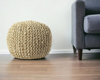 Pouf rond en jute naturel de 19 po