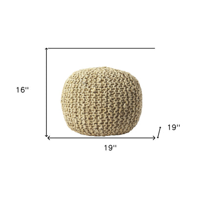 Pouf rond en jute naturel de 19 po