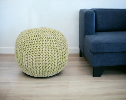 Pouf rond vert de 19 po