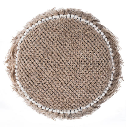 Pouf rond beige de 18 po