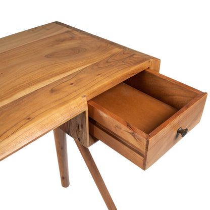 Bureau d'écriture en bois d'acacia brun de 54 po