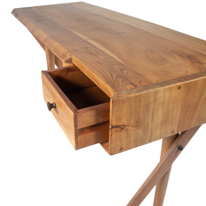 Bureau d'écriture en bois d'acacia brun de 54 po