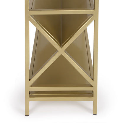 32" Gold Iron Two Tier Standard Bookcase