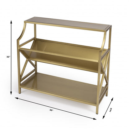 32" Gold Iron Two Tier Standard Bookcase