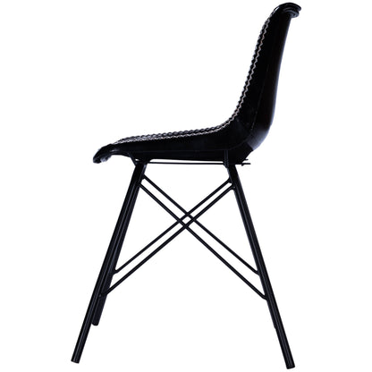 Chaise d'appoint en similicuir noir de 18 po