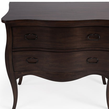 Commode à deux tiroirs en bois massif brun de 34 po