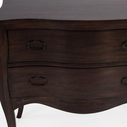 Commode à deux tiroirs en bois massif brun de 34 po