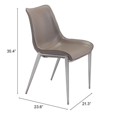 Ensemble de deux chaises de salle à manger rembourrées en similicuir gris et argent