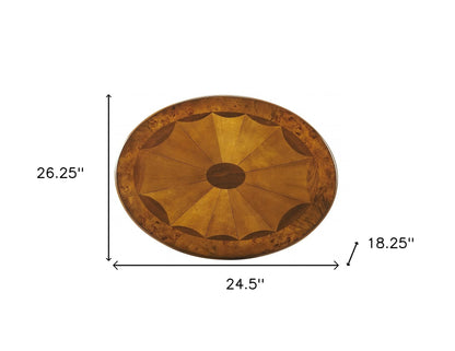 Table basse ovale marron de 25 po avec étagère