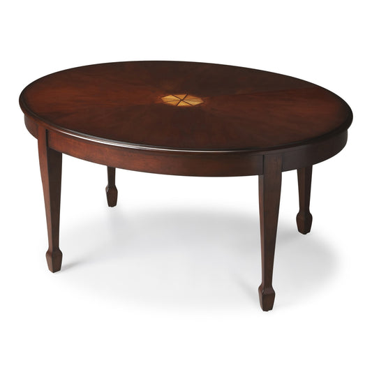 Table basse ovale marron foncé et marron de 38 po